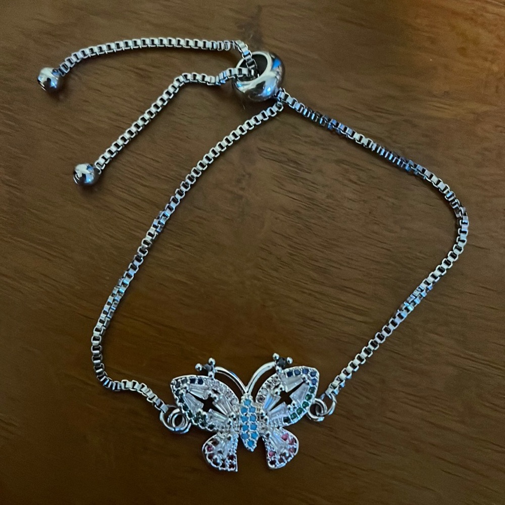 Multi-color Silver Butterfly Bracelet
